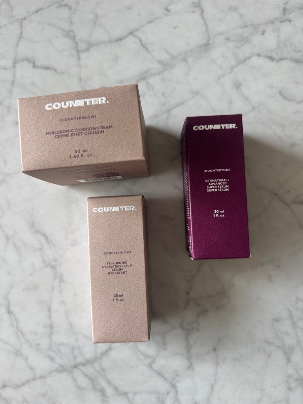 COUNTER Tri-Luronic Serum, Hyalunronic Cream, Retinatural Serum Bundle